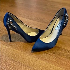 Nina New York Navy Satin Heels - Size 37.5